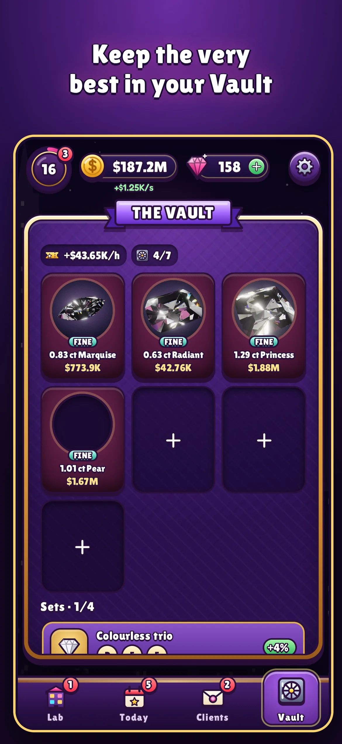 The Vault, where the very best stones are kept and shown off.